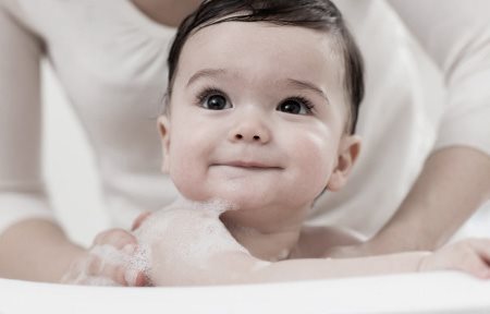 Baby taking a bath